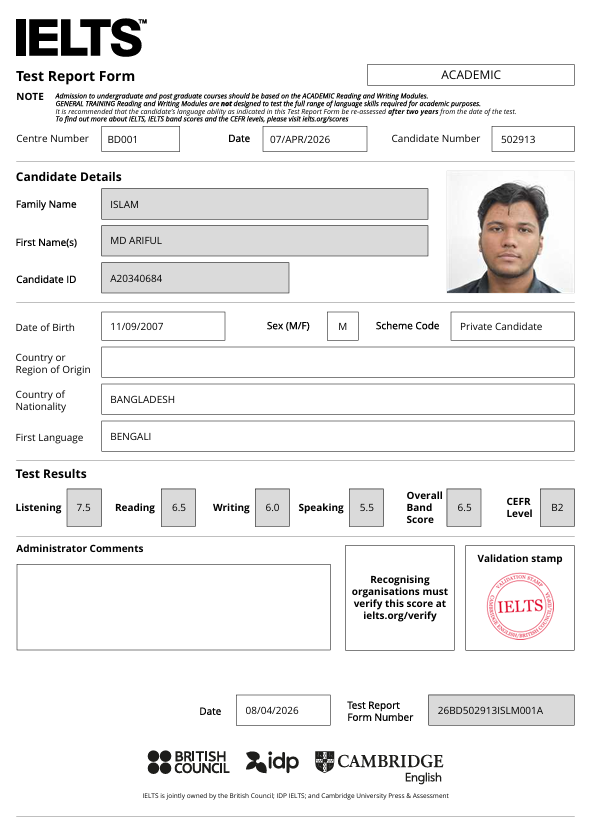 English proficiency certificate